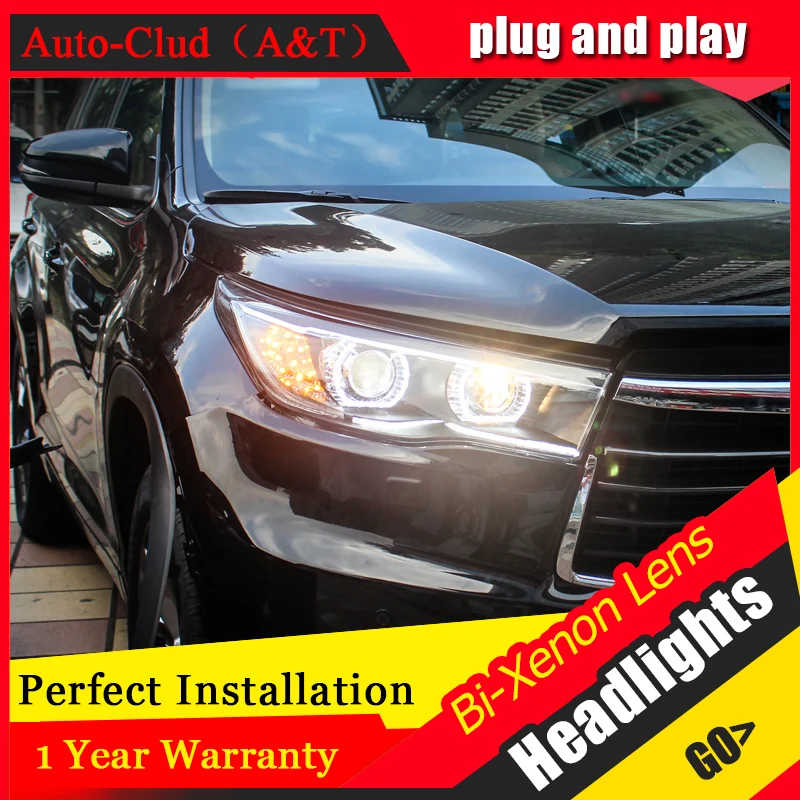 Автомобильный Стайлинг для фары Toyota Highlander головная лампа Angel eye led DRL передний свет