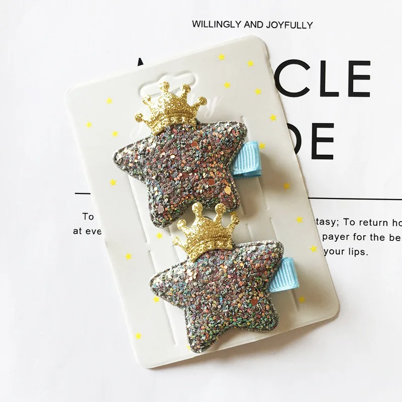 Заколки с блестками и сердечками для маленьких девочек блестящая заколка