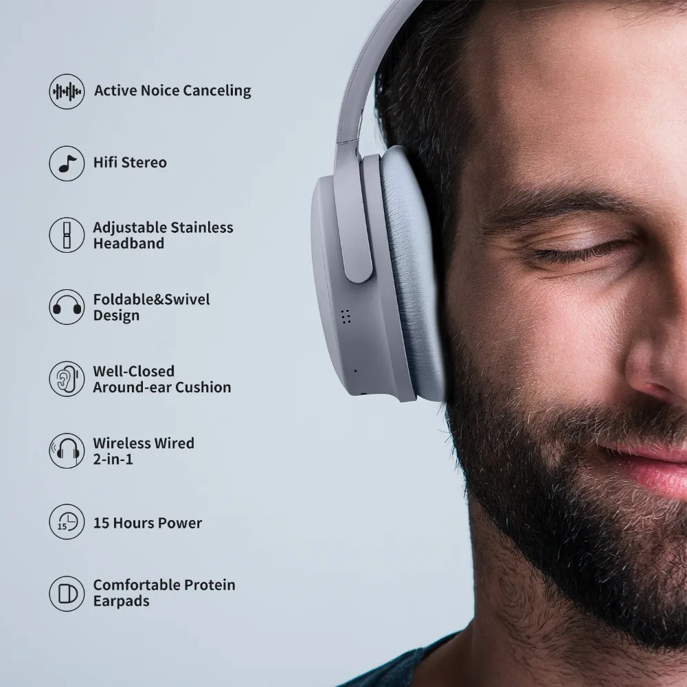 Активные наушники с шумоподавлением, беспроводные наушники с Bluetooth, чехол, гарнитура с микрофоном для сотовых телефонов