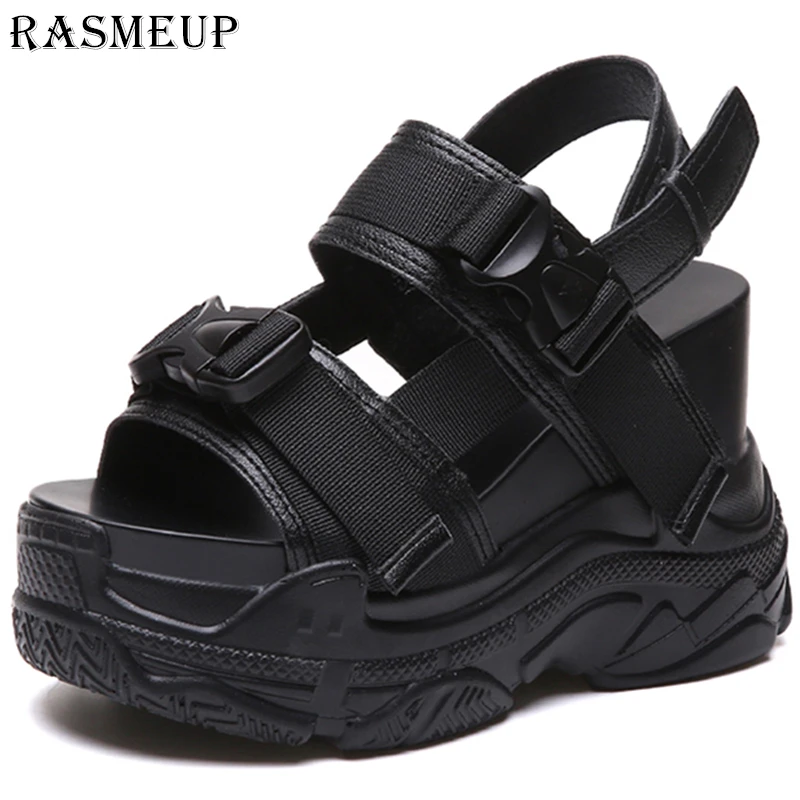 RASMEUP/женские спортивные сандалии гладиаторы на платформе 12 см с высоким каблуком