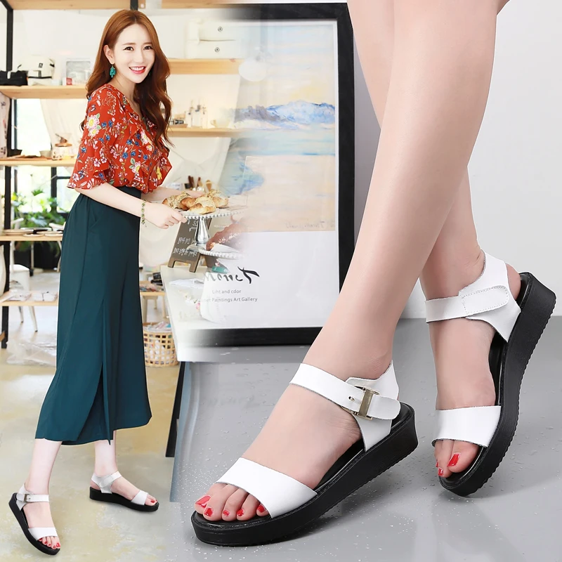 STQ 2020 летние женские сандалии из натуральной кожи на плоской подошве с ремешком