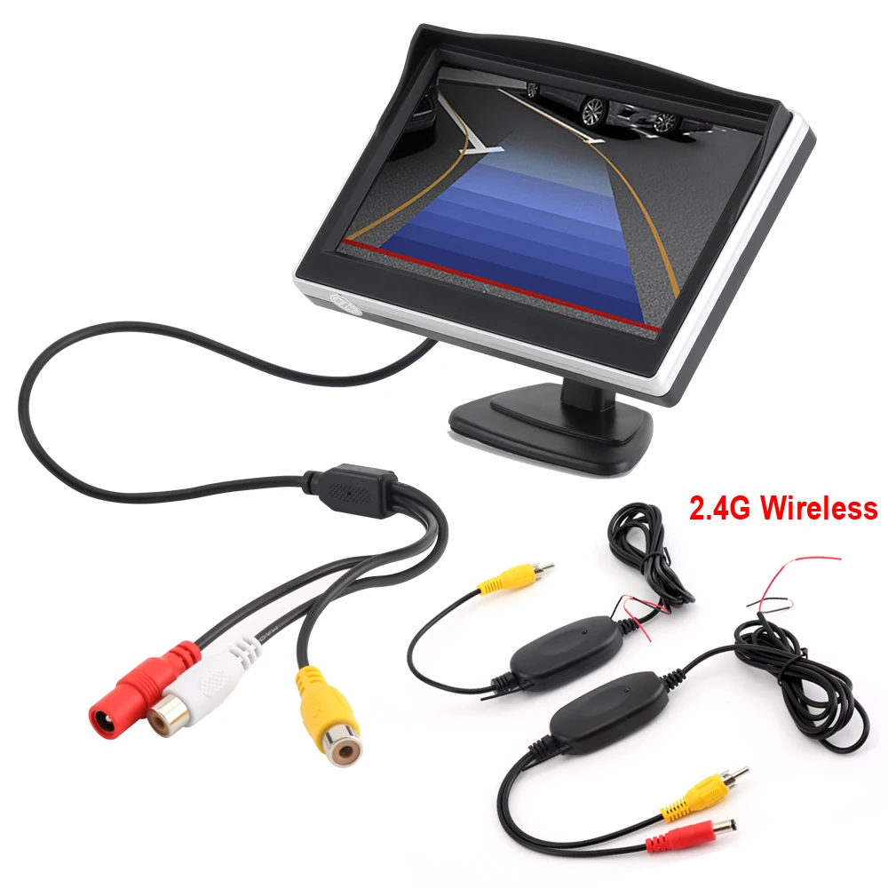Wireless Waterproof HD Reverse Backup 7 Led Car Rear View Camera+ 5 inch LCD Display Rear View Monitor Car Monitor