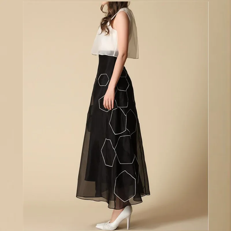 Роскошные дамы Весна шелковое платье без рукавов Классический натурального