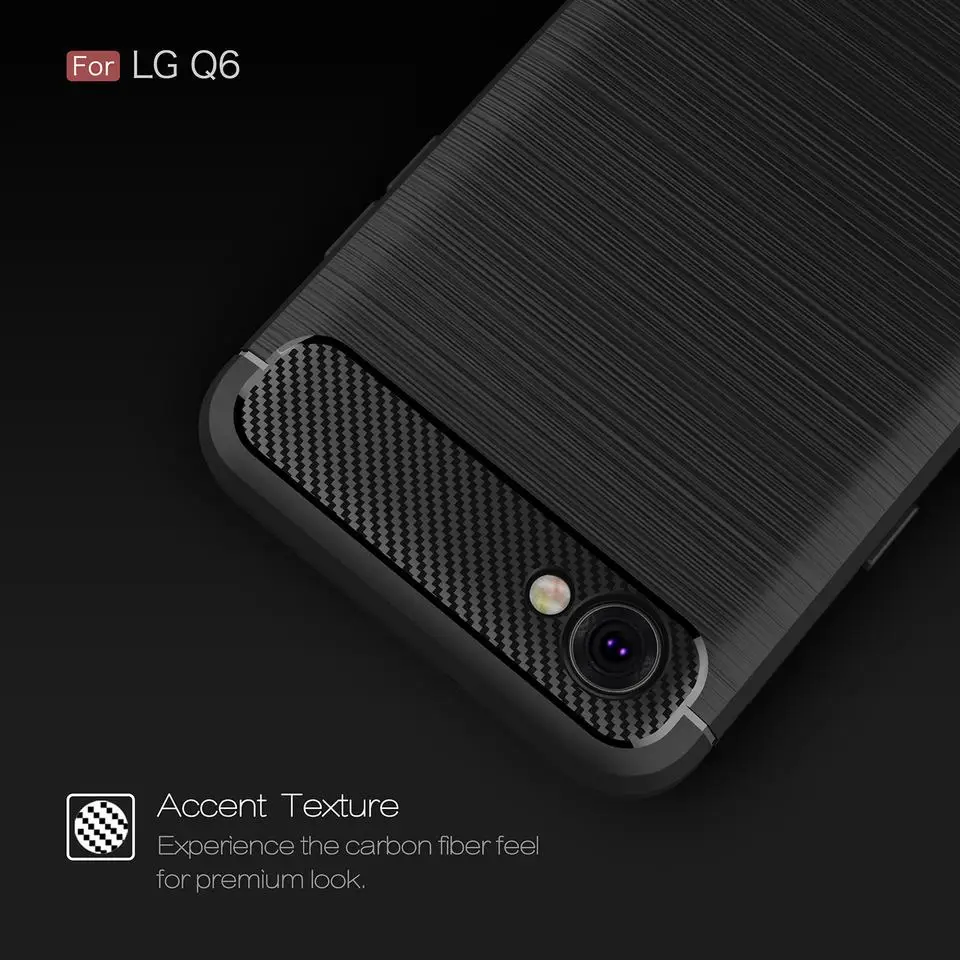 For LG Q6 case soft silicone back cover for Plus slim thin hybrid armor shockproof carbon fiber phone cases |