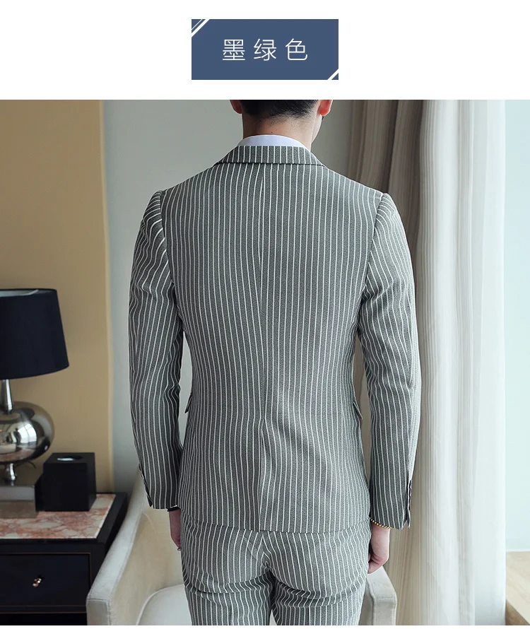 5 colors Elegant Stripe Suit Terno Costume Homme Luxe Tuxedo Suit Formal Smoking Uomo Party Weddin Slim Fit Banquet Suit Men