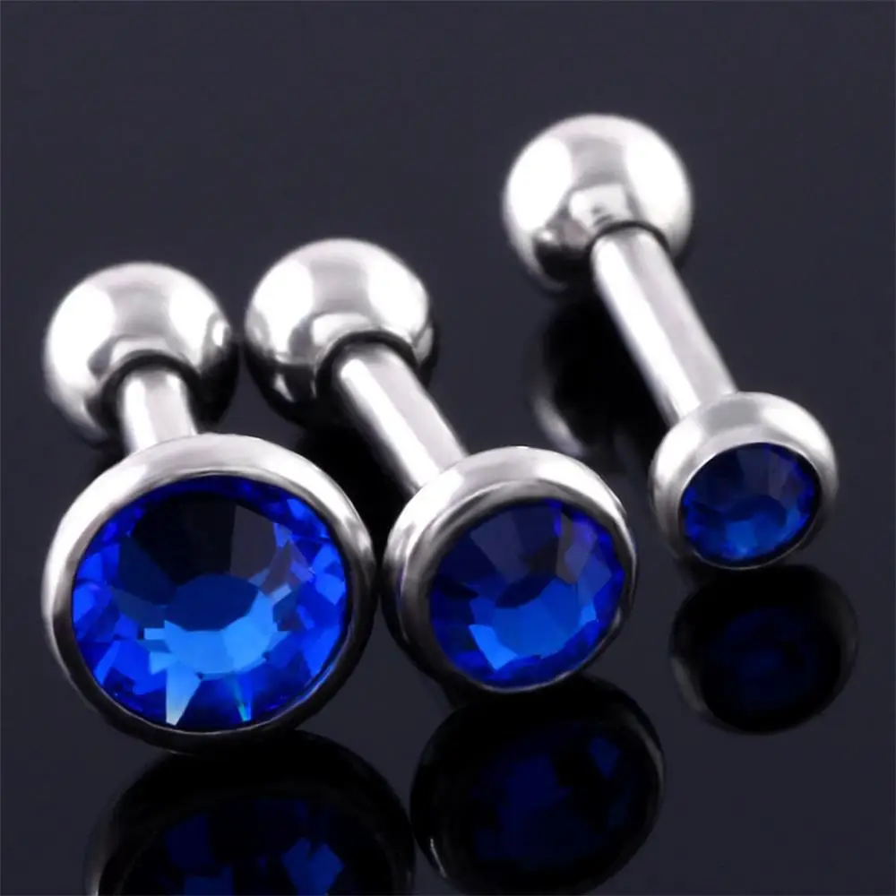 Серьга гвоздик для пирсинга из хирургической стали с фианитом 2