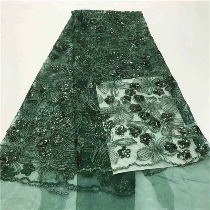 

French Net Lace Fabric 2019 Latest African Fabric Beautiful Sequins Embroidery Mesh Tulle Lace Fabric For wedding -YF12