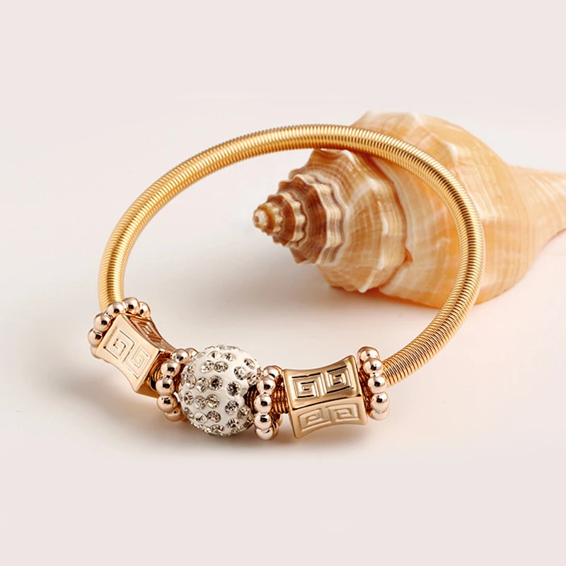 Женский браслет с шармами в виде хрустальных шариков золотого цвета|bracelets &
