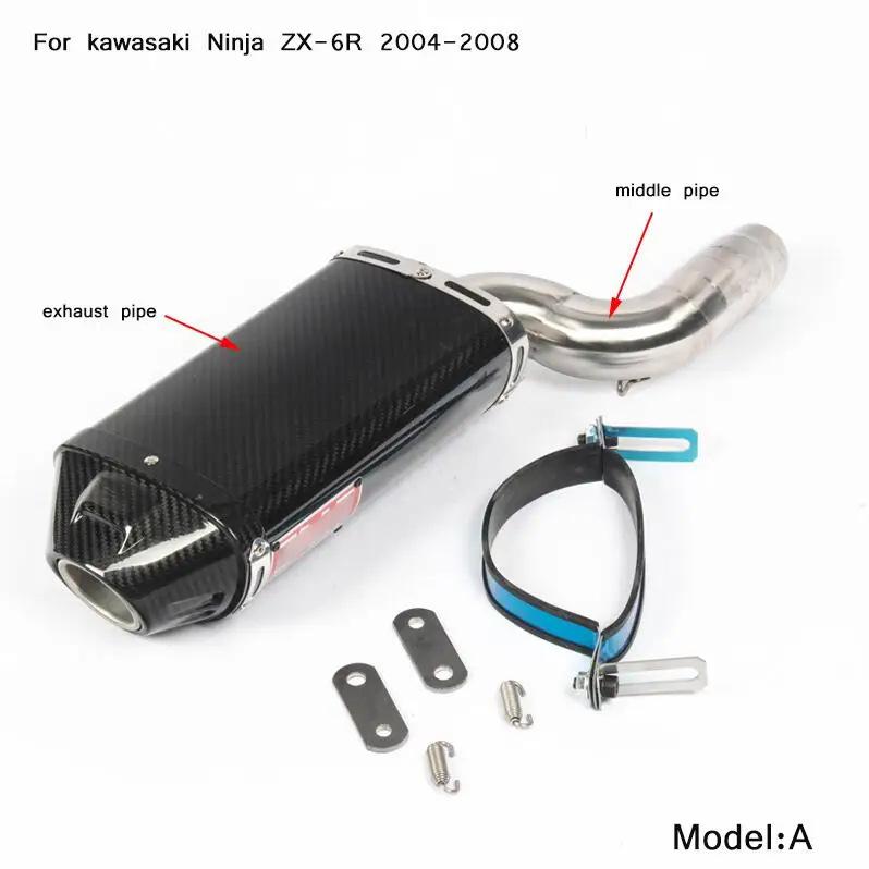 A Silp on Для Кавасаки ZX-6R/636 2004- мотоциклетная средняя Соединительная труба с хвостом выхлопной трубы глушителя - Цвет: A
