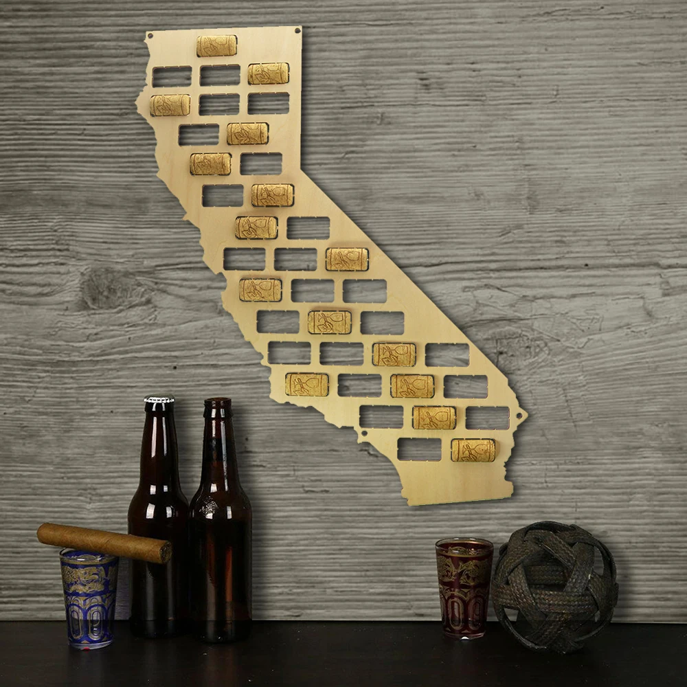 Американский кантри, деревянные винные пробки, карта, California, винные пробки, Настенная карта, California, Настенный декор, для дома, бара, вина, энтузиастов, подарок