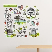 spring liberty new york america graffiti removable wall sticker art decals mural diy wallpaper for room decal
