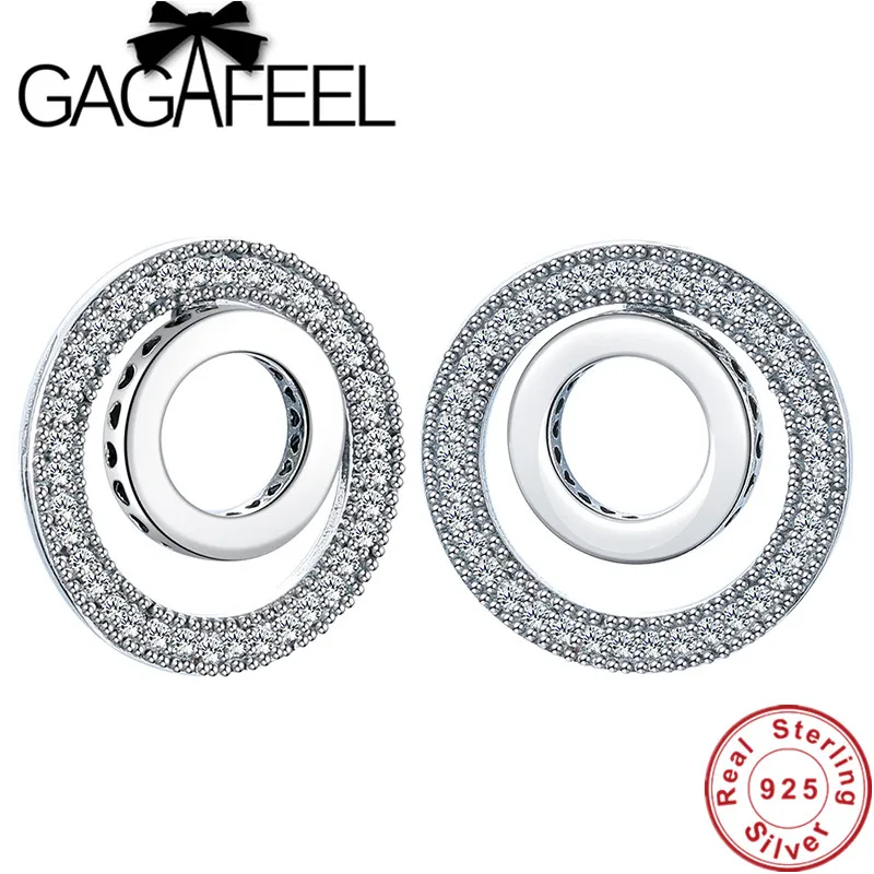 GAGAFEEL, роскошные, S925 Серебряные Круглые серьги-гвоздики для женщин, серебряные ювелирные изделия, подлинные, 925 пробы, серебряные, OL стильные серьги, подарок