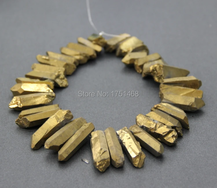 Горячая продажа Золото Титан Кварц просверленные бусины необработанный