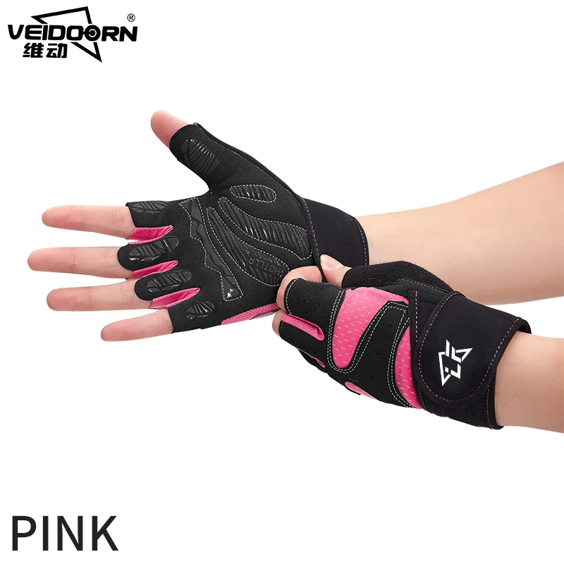 V5001 CLASSIC Pink Veidoorn профессиональные нескользящие перчатки для спортзала с длинным поясом, защищающие запястья, дышащие спортивные фитнес тяжелая атлетика, 1 пара - Цвет: V5001 CLASSIC Pink