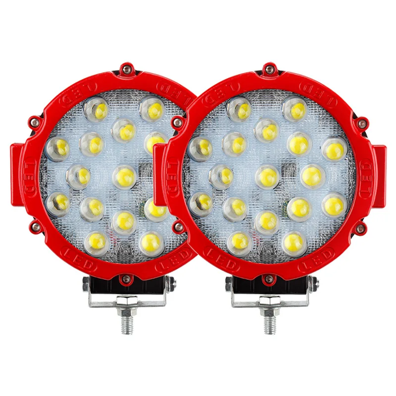2pcs red OKEEN 2 шт. 7in 51 Вт Светодиодный свет 12 В 24 В внедорожный светодиодный свет бар Противотуманные фары 4x4 4WD для трактора лодки внедорожник Грузовик Джип - Цвет: 2pcs red
