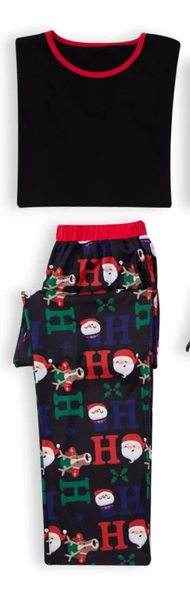 Men Новые весенне-осенние Семейные рождественские пижамы hohohoho с короткими рукавами одинаковый комплект для семьи - Цвет: Men