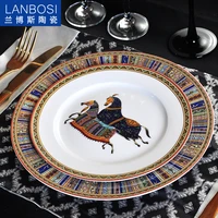 european fine bone china western dish plates beautiful ceramic tableware hotel decorative plate for dessertsteaksnackcake