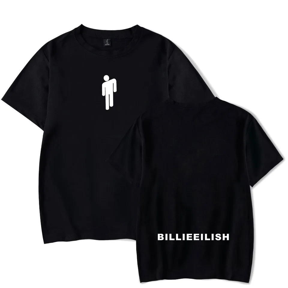 Уличная футболка в стиле хип хоп Billie Eilish Harajuku Повседневная с круглым вырезом и
