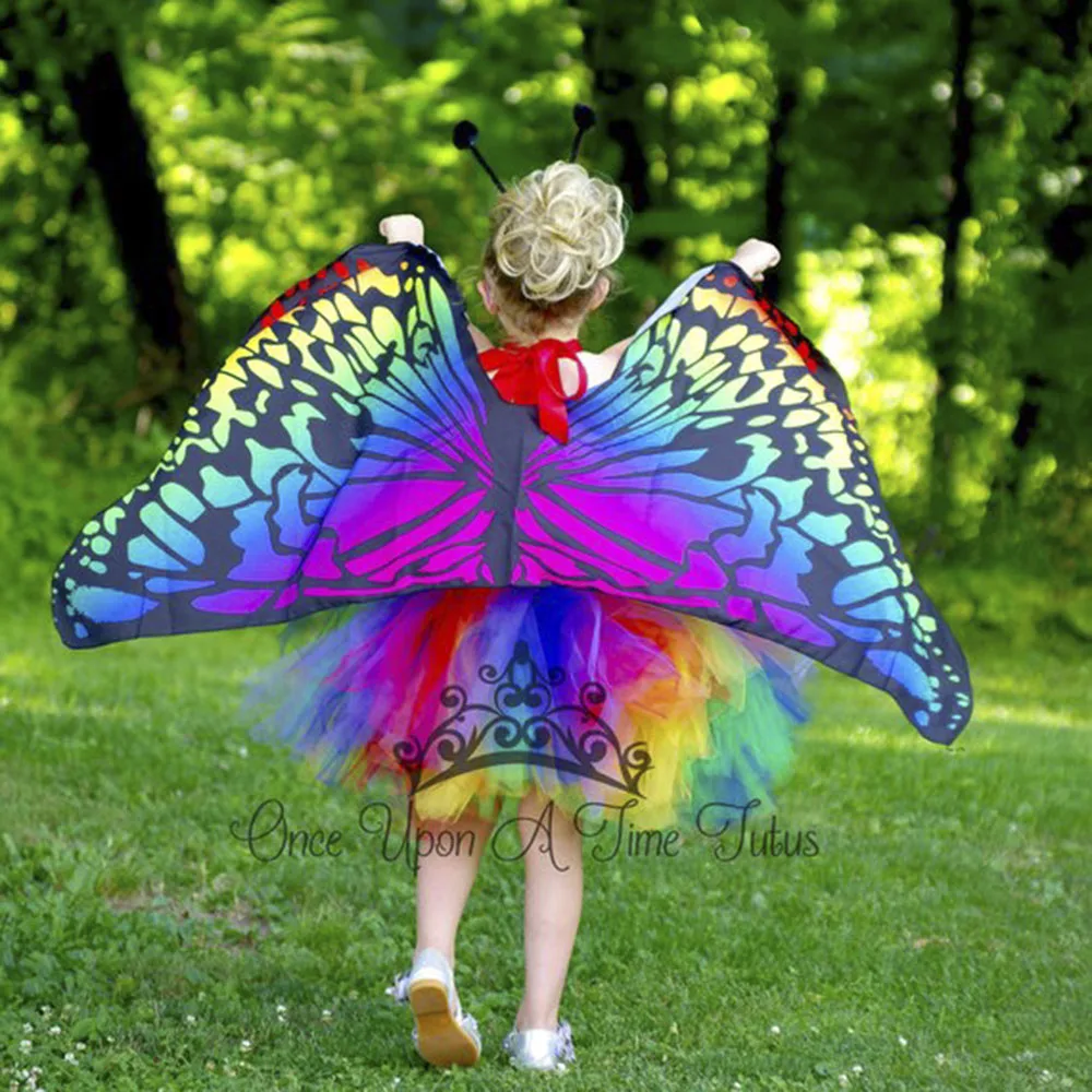 Halloween Butterfly Tutu Dress Little Kids Girls Bright Rainbow Birthday Party Dresses Children Christmas Thanksgiving Clothes | Детская