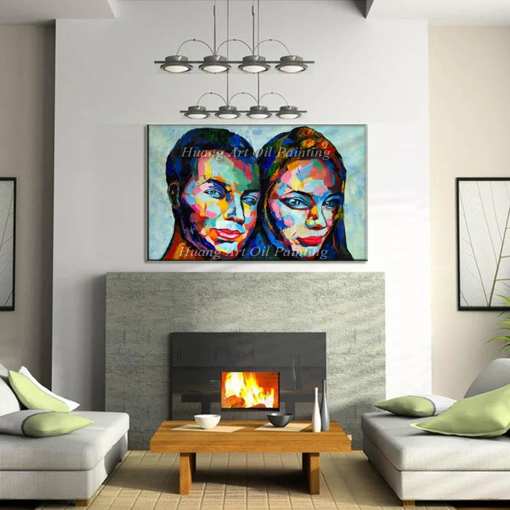 Ручная роспись современный абстрактный портрет ножа на холсте настенное