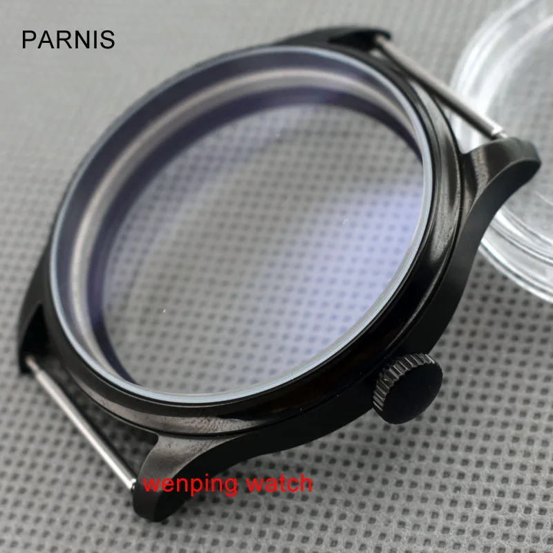 

44mm PVD black stainless Steel Case housing fit ETA 6497-1 6498-2 Asia ST36 movement mens watch P728