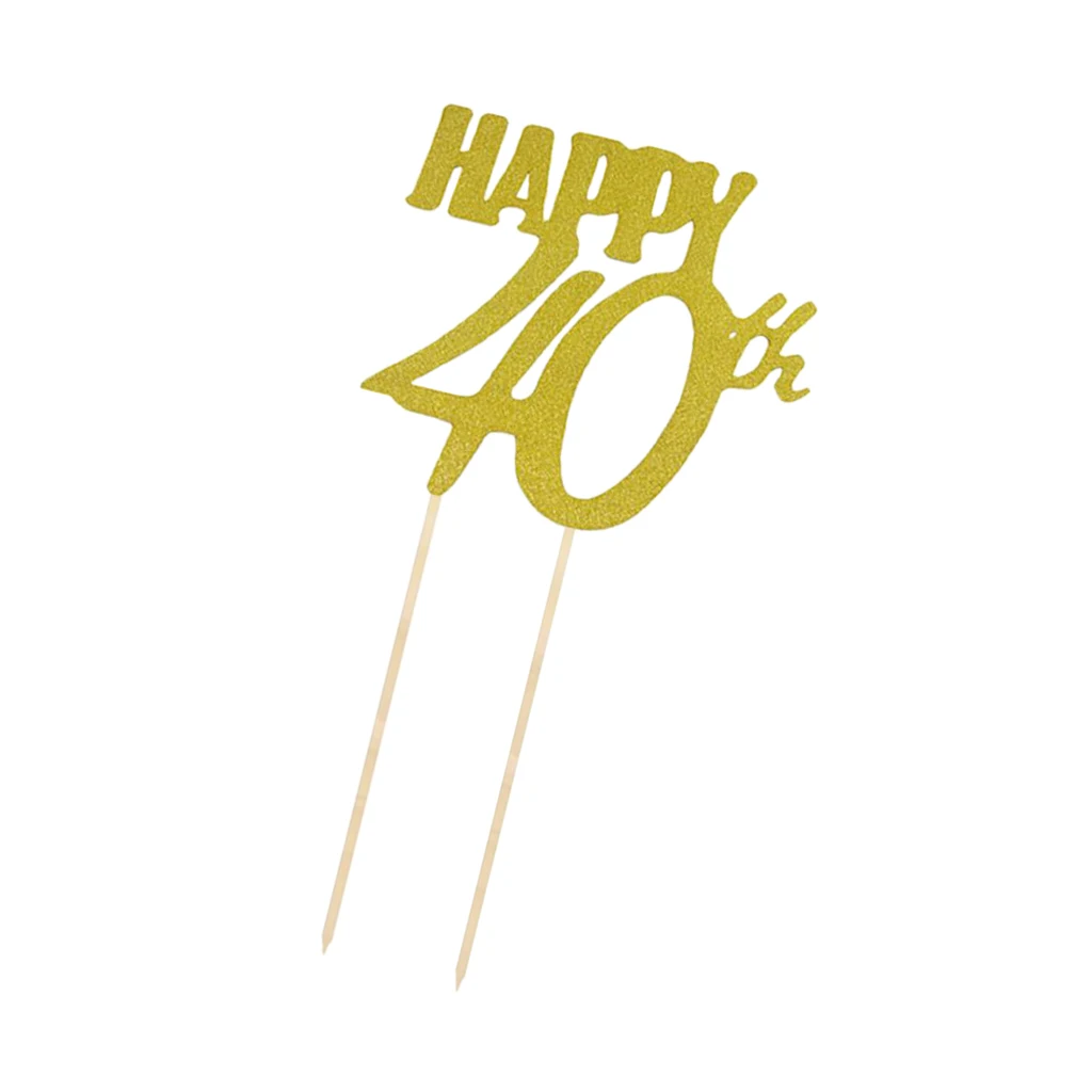 Золотой блестящий Топпер для торта С Днем Рождения 10th 20th 30th 40th 50th 60th 70th 80th|Товары