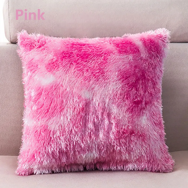 Pink 45*45 см, Европейский плюшевый чехол для подушки GradientRamp, Шерстяной Чехол для подушки из искусственного меха, чехол для дивана, кровати, наволочка, Рождественская наволочка - Цвет: Pink