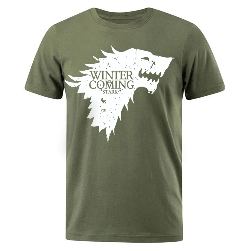 army-green 5 Новинка, Мужская футболка Stark, топы Winter Is Comming, Мужская футболка, Игра престолов, мужские футболки, повседневная мужская футболка, топ, летние футболки - Цвет: army-green 5