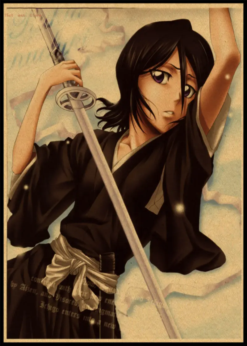 BLEACH Kurosaki ichigo Kuchiki Rukia стикер на стену плакат из крафт-бумаги японского аниме 42*30 см без рамки