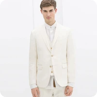 ivory men suits wedding suits bridegroom groom wear tailored made tuxedos slim fit casual best man blazer 3piece terno masculino