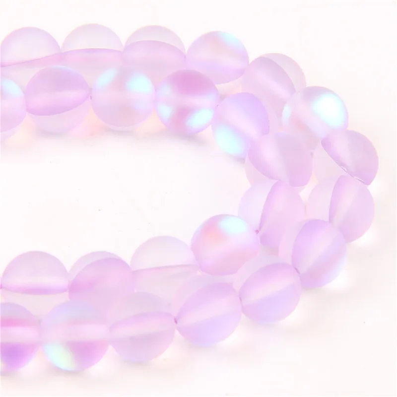 LIGHT PURPLE Матовый лунный камень Бусины AB матовый аура Радужный кристалл круглые свободные бусины для изготовления ювелирных изделий подходящие Амулеты Браслет 6-12 мм - Цвет: LIGHT PURPLE