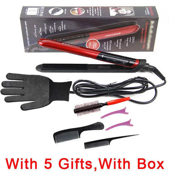 5 Gifts with Box Профессиональный Выпрямитель для волос, светодиодный выпрямитель для волос, утюжок для выпрямления волос, прямой инструмент для укладки волос - Цвет: 5 Gifts with Box