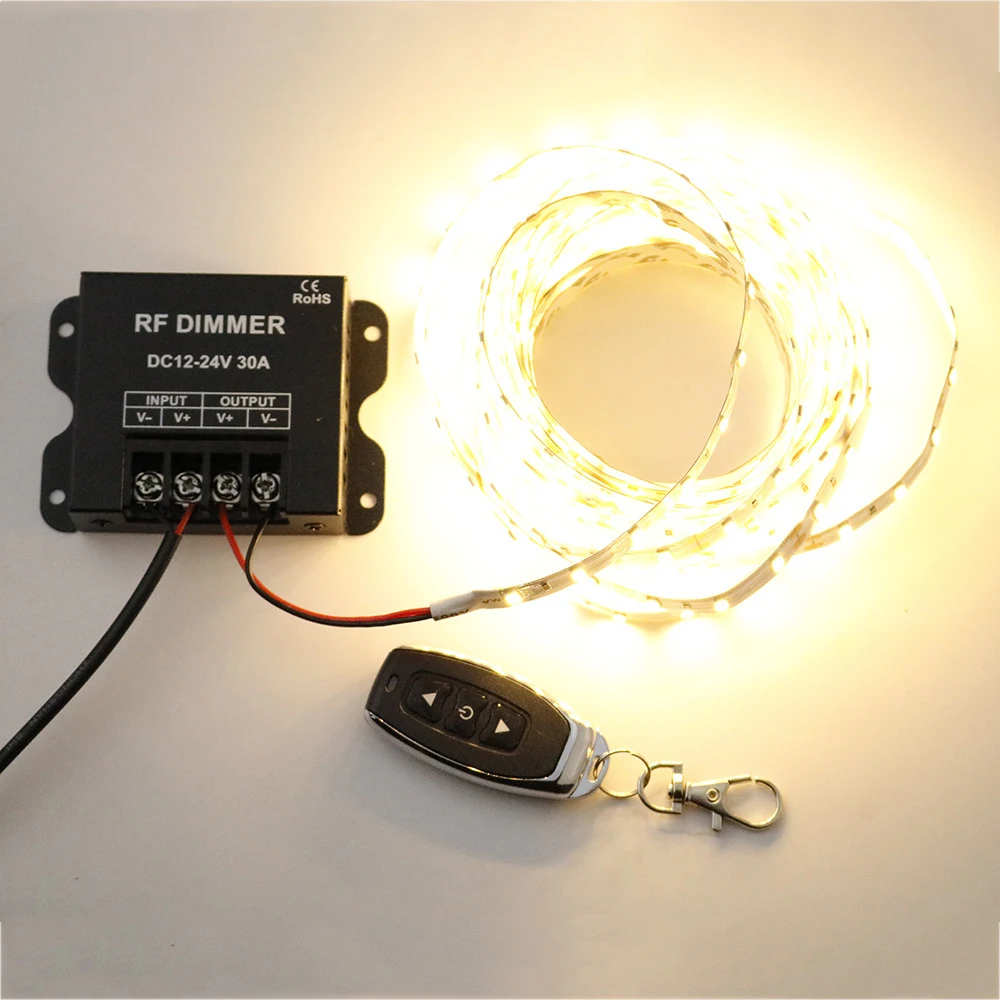 

8A 20A 30A DC12V 24V RGB Controller 3 Keys Led Dimmer RF Wireless Remote Control for Single Color Led Strip Light 1CH JQ