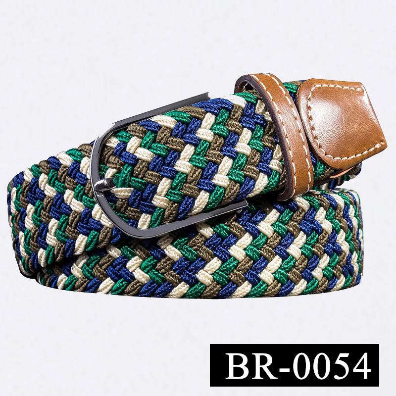 BRPD-0054 Hi-Tie мужской Эластичный ремень в полоску Женский эластичный холщовый ремень для джинсов унисекс Повседневный вязаный Плетеный длинный ремень 3,5 см в ширину - Цвет: BRPD-0054