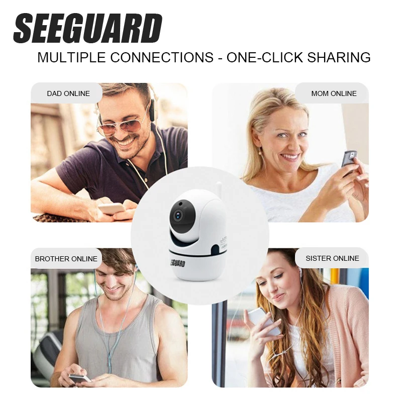 SEEGUARD HD 1080/720P Wireless Ip Camera Conico Cloud Intelligent Automatic Security Wifi Mini CCTV Indoor Outdoor | Безопасность и