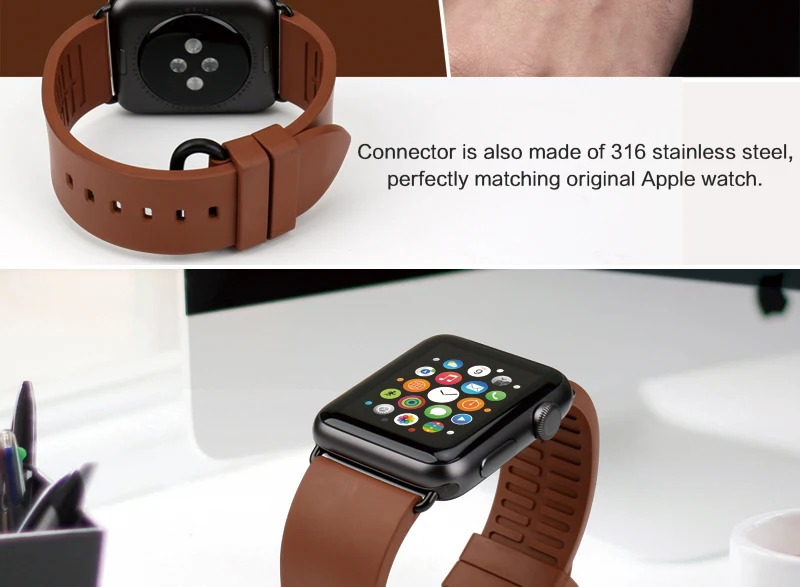 MAIKES аксессуары для часов Apple Watch band 44 мм 40 мм 42 мм 38 мм серия 4 3 2 1 спортивный материал: резина iWatch ремешок для часов
