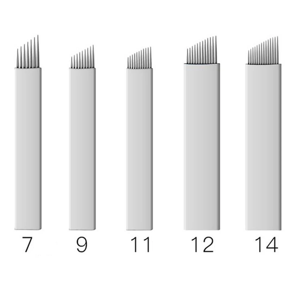 

10 шт./компл. 7/9/11/12/14 шпильки для макияжа бровей Тату микроблейдинг иглы для 3D вышивки ручная тату ручка