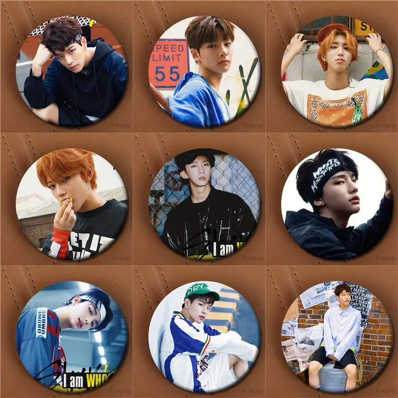 Youpop KPOP бродячий детский 2-й Мини альбом I am Who StrayKids Bang Chan I.N WOOJIN значок с фото булавки броши для одежды шляпа рюкзак