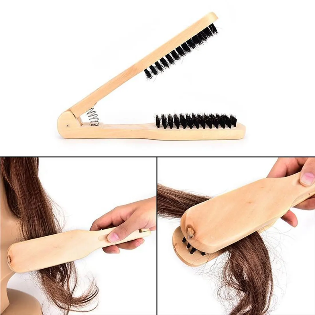 

1Pcs Straightening Natural Styling Tools Hair dressing Wooden Straightener Hair Double Sided Brush