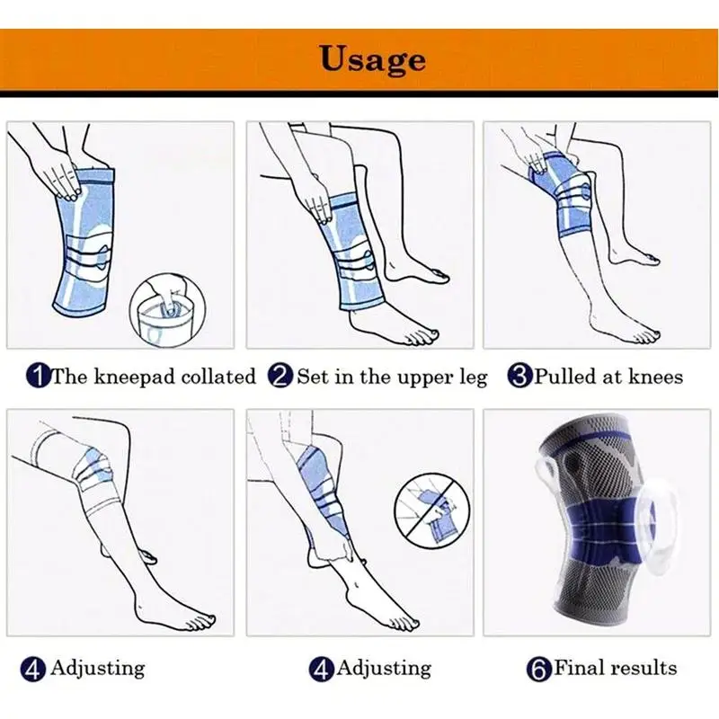 

1 PCS Silicone Padded Knee Pads Supports Brace Basketball Fitness Meniscus Patella Protection Kneepads Sports Safety Knee Sleeve