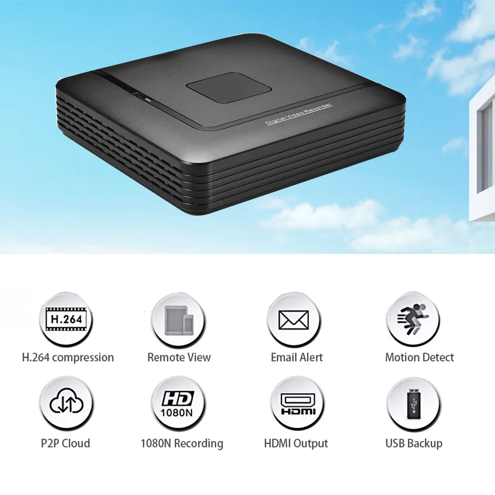 4 канала 8-канальный видеорегистратор AHD DVR, для наблюдения, безопасности, CCTV, Регистраторы DVR 4CH 720 P/8CH 1080N цифровые гибридные видеорегистраторы для аналоговых AHD CCTV IP