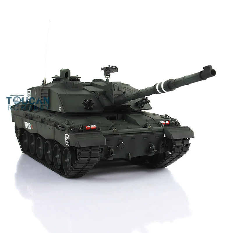 Henglong 1/16 масштаб темно-зеленый Британский Challenger II RTR rc Танк металлические треки колеса 360 градусов вращения башни 3908 TH00134