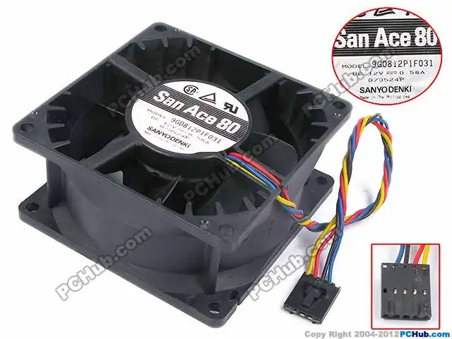 Бесплатная доставка для Sanyo 9G0812P1F031 DC 12V 0.58A 4 проводной 5 контактный разъем 80 мм