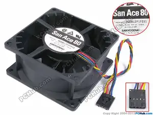 Бесплатная доставка для Sanyo 9G0812P1F031 DC 12V 0.58A 4-проводной 5-контактный разъем 80 мм 80x80x38 мм квадратный вентилятор сервера