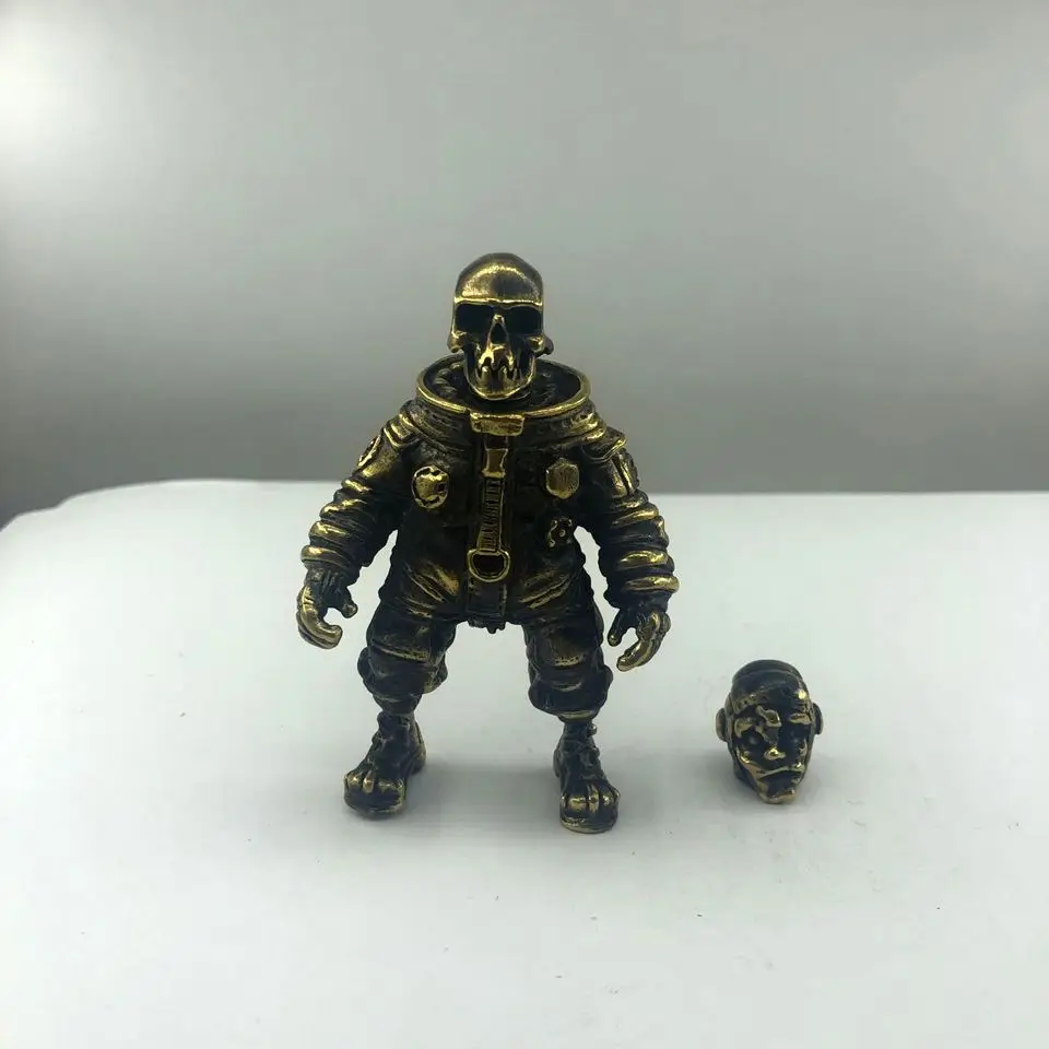 Твердая латунь космонавт череп художественные фигурки каллиграфия пресс папье