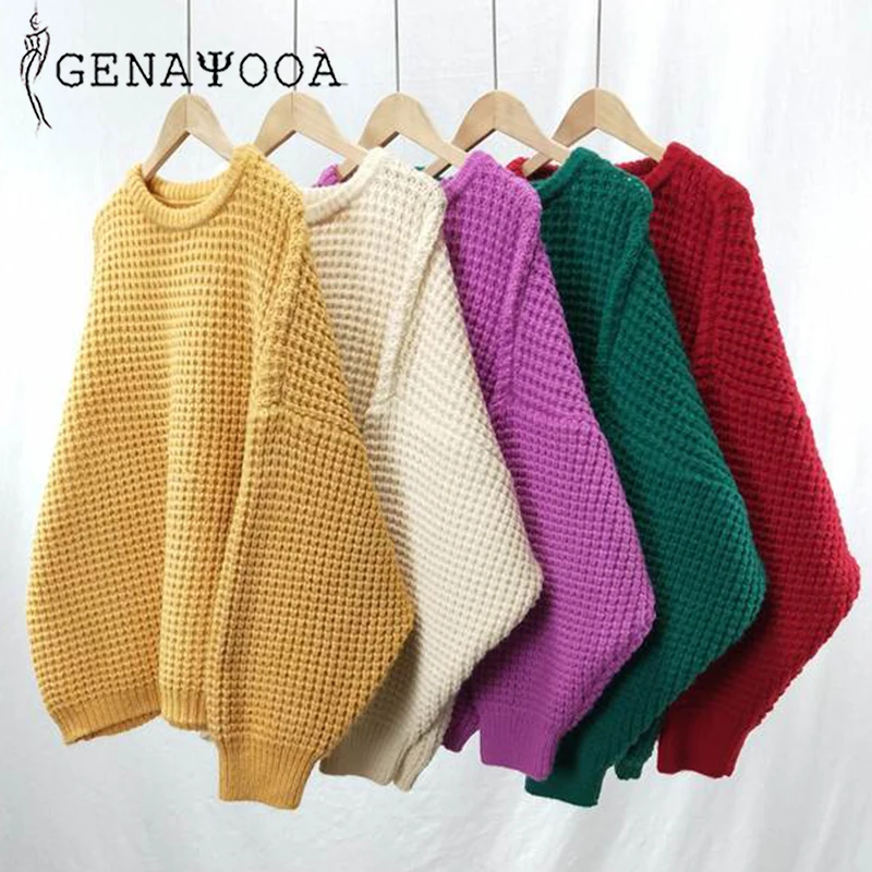 

Genayooa Loose Women Winter Sweater Casual O Neck Knitted Autumn Winter Women Sweaters Pullovers Long Sleeve Jumper Ladies