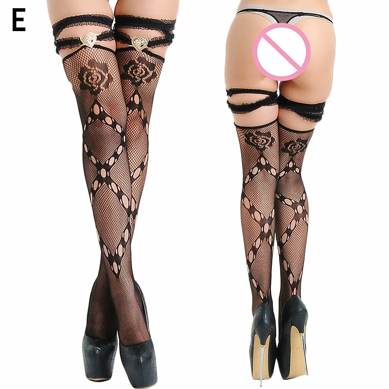 Женские Сексуальные облегающие высокие чулки с принтом ажурные длинные