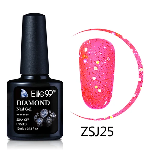 R-zsj25 Elite99 10 мл Diamond Цвет Гель-лак для ногтей, УФ-светодиодный Гель-лак Сияющие Блестки для ногтей гель для ногтей, длительного действия, основа, лаки для полировки - Цвет: R-zsj25