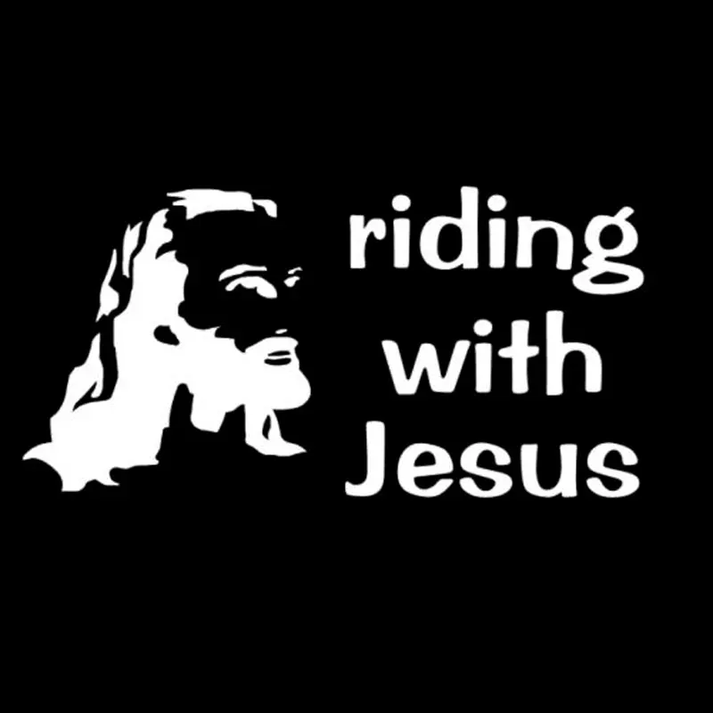 15.2CM*7.5CM Riding With Jesue Vinyl Decals Sticker Christ Religion Car Creative Decoration Black Sliver C8-1113 | Автомобили и
