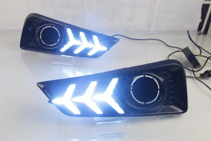 1 Set DRL Daytime Running Lights Daylight 2018~2019/2014~2016year Fog Lamp Cover With Turn Yellow Signal Light For City | Автомобили и